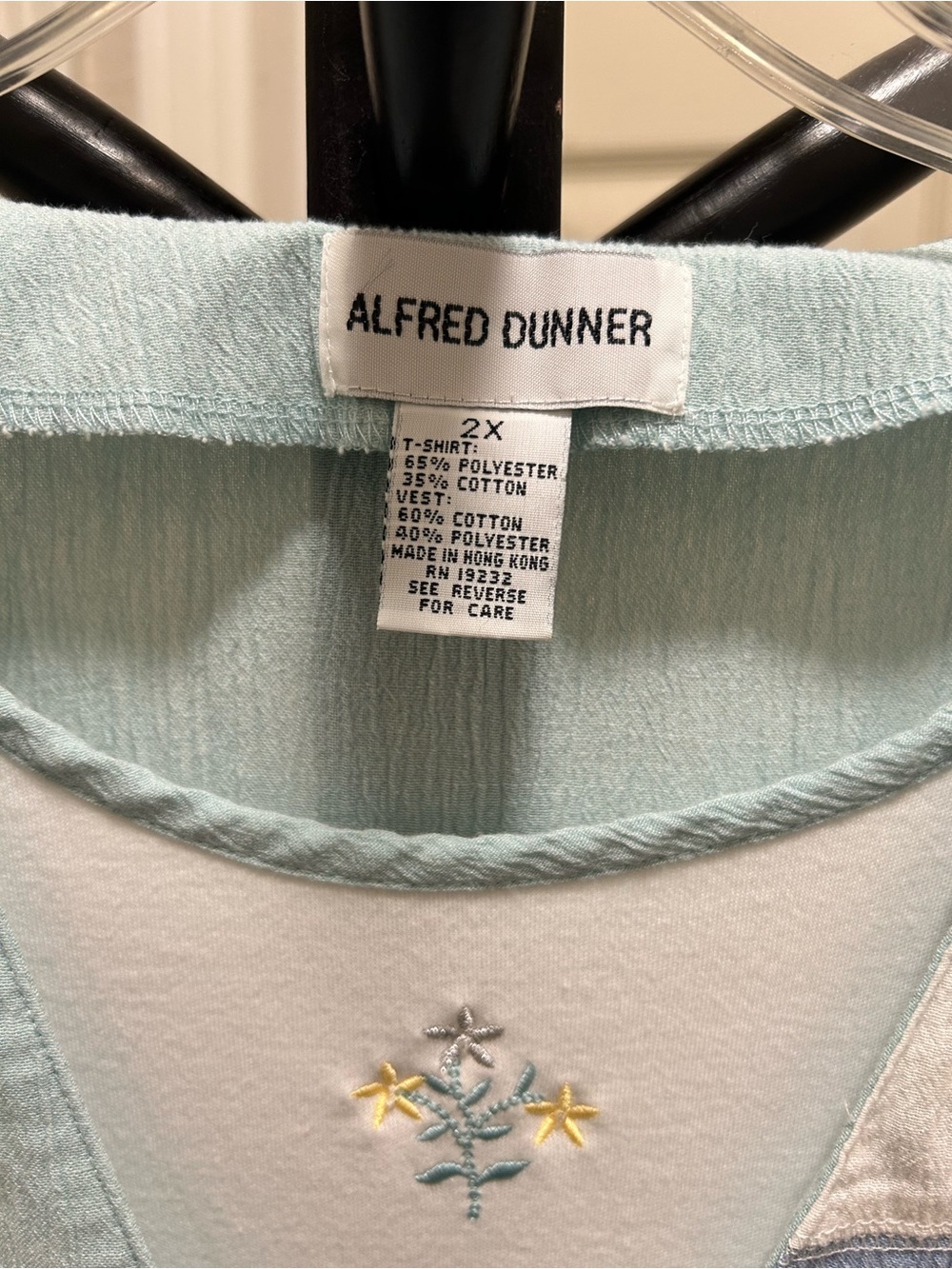 Alfred Dunner Pastel Patchwork Button-Front Top - Picture 5 of 9
